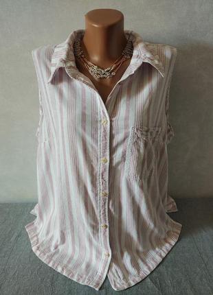 Літня сорочка без рукавів зі змішаного льону 52-54 розміру10 фото