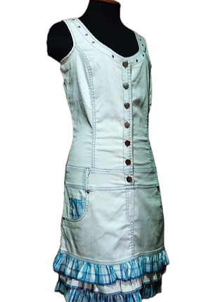 Платье - рубашка в стиле кантри джинс джинсовая италия