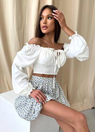 Ідеальна спідниця на літо в дуже красивих кольорах , пошив і тканина подвійна в квітковий принт біла якісна юбка3 фото
