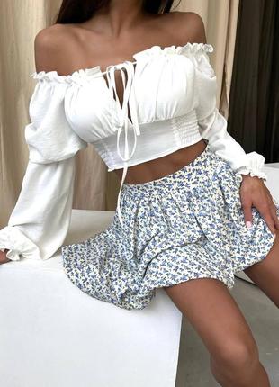 Ідеальна спідниця на літо в дуже красивих кольорах , пошив і тканина подвійна в квітковий принт біла якісна юбка2 фото