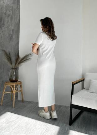 Трендовое женское платье  свободное платье с разрезом поатье в рубчик платье футболка длинное платье бренд merlini3 фото