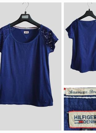 Футболка жіноча з мереживом бавовна hilfiger  denim
