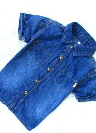 Стильна і якісна джинсова сорочка з коротким рукавом1 фото