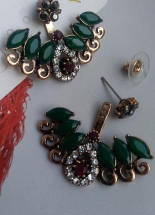 Стильные серьги турецкий винтаж 2 в 1