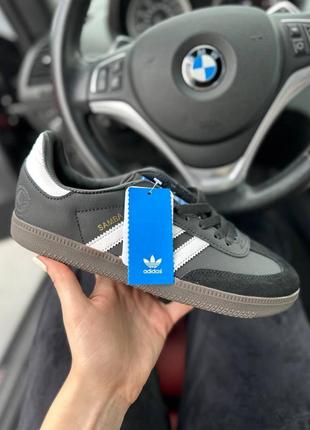 Кроссовки в стилі adidas samba black white brown ретро модель тренд 2023 черные