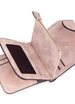 Модный кошелек-портмоне из замши baellerry forever mini pink5 фото