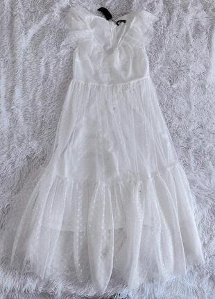 Нежное белое платье sheilay в горошек7 фото
