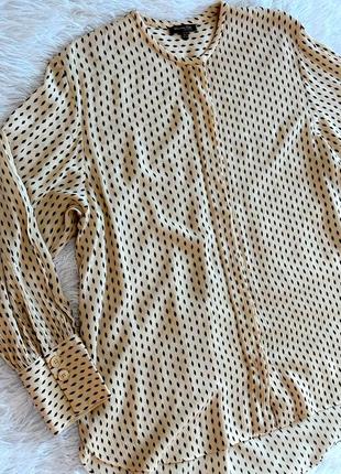 Нежная бежевая хлопковая рубашка massimo dutty в горошек