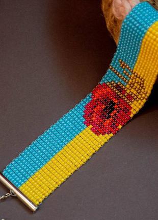 Украинские патриотические браслеты из бисера. чокеры, браслеты в технике ручная тканица