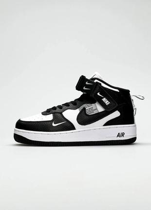 Мужские кроссовки  nike air force mid utility black white