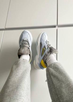 Женские кроссовки  nike m2k tekno half blue/chrome yellow grey