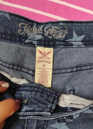 Джинсовые шорты в принт звезды, фирменные, джинс, оригинал. футболка, туника, майка.4 фото