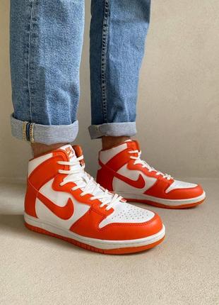 Мужские кроссовки  nike dunk high orange1 фото