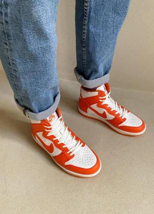 Мужские кроссовки  nike dunk high orange2 фото
