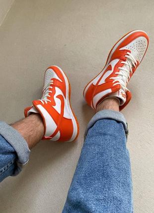 Мужские кроссовки  nike dunk high orange7 фото