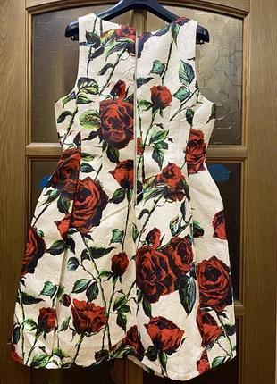 Сукня жакардова принт рози3 фото