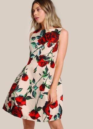 Сукня жакардова принт рози10 фото