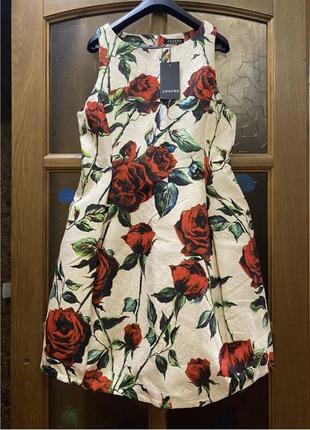 Сукня жакардова принт рози5 фото