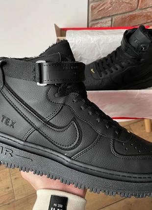 Чоловічі кросівки  nike air force 1 gore-tex black хутро