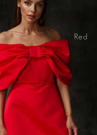 Платье женское мини короткое нарядное атласное яркое, в стиле baby doll, бренд, красное3 фото