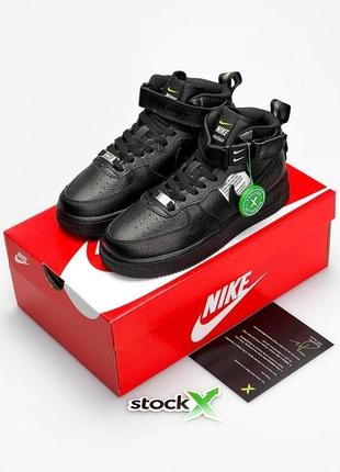 Мужские кроссовки  nike air force mid utility all black x 45