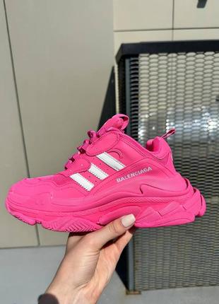 Демисезонные розовые кроссовки balenciaga x adidas рожеві жіночі кросівки balenciaga x adidas