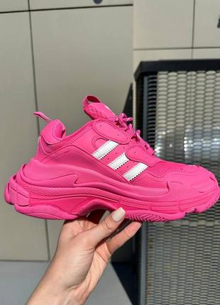 Демисезонные розовые кроссовки balenciaga x adidas рожеві жіночі кросівки balenciaga x adidas2 фото