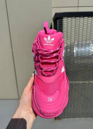 Демисезонные розовые кроссовки balenciaga x adidas рожеві жіночі кросівки balenciaga x adidas3 фото