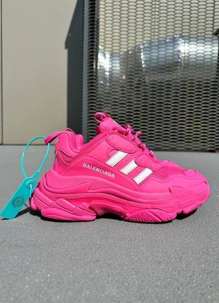 Демисезонные розовые кроссовки balenciaga x adidas рожеві жіночі кросівки balenciaga x adidas7 фото