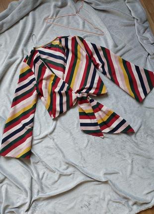 Стильна блуза в смужку рукава кльош6 фото