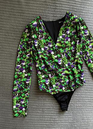 Боди зара в цветочный принт