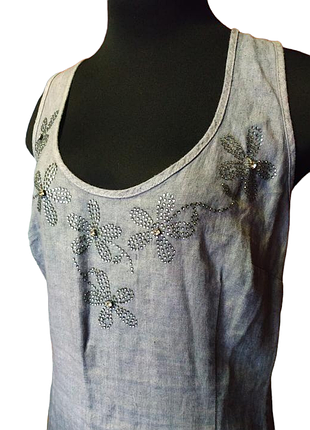 Платье лен батал натуральное декор вышивка