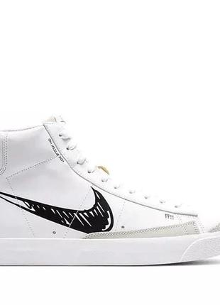 Кроссовки женские nike  blazer mid 77 white black “sketch” 37