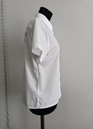 Белая рубашка с коротким рукавом из супима хлопка no iron ( без глажки) lands' end ,14(l)9 фото