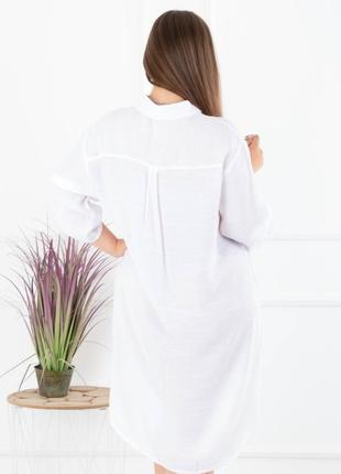 Стильное белое платье рубашка туника с рисунком оверсайз большой размер батал2 фото