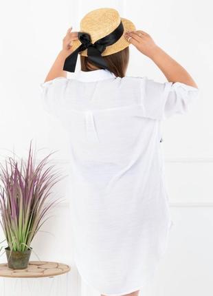 Стильное белое платье рубашка туника с надписью оверсайз большой размер батал2 фото