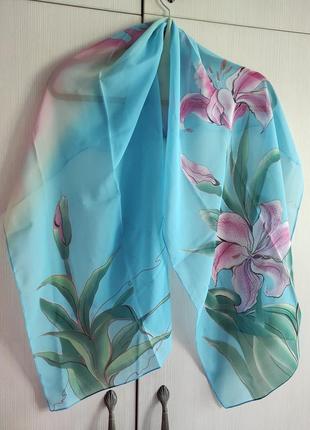 Летний шарф с лилиями5 фото