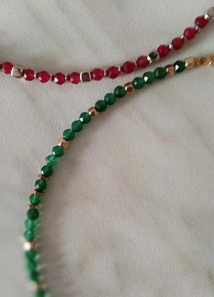 Бусы , колье, чокер , браслет изумруд, рубин 💚💜