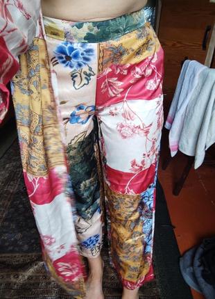 Платье в стиле зара цветочное пэчворк бохо стиль атласное платье комплект с брюками9 фото
