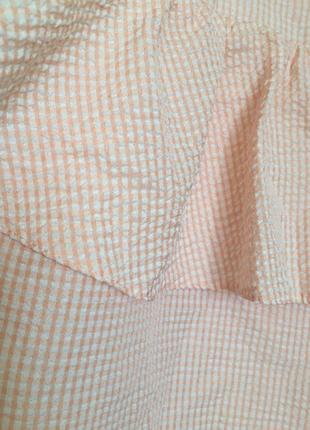 Ніжна блуза топ з рюшів в дрібну клітку5 фото