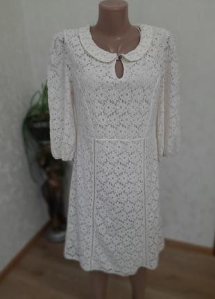 Сетевое коттоновое платье платье в молочном цвете винтаж