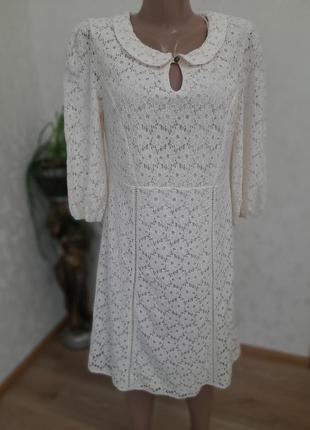 Сетевое коттоновое платье платье в молочном цвете винтаж10 фото