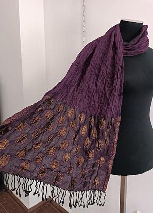 Шарф палантин жатка шерсть , с бахромой, индия , nalini
