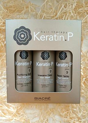 Набор для восстановления волос с кератином и коллагеном biacre keratin p