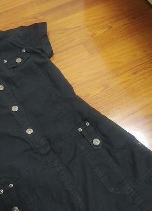 Котоновый комбинезон джинсовый с юбкой платье комбез черный милитари стиль кэжуал уличный3 фото