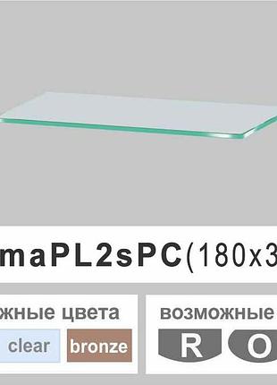 Поличкя скло настінна навісна прямокутна commus pl2s pc smart (180х350х6мм)