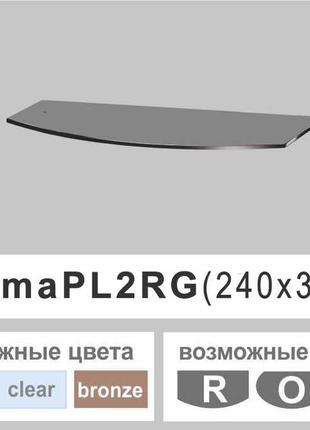 Поличка зі скла настінна навісна радіусна commus pl2 rg (240х350х6мм)1 фото