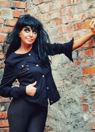 Сорочка піджак decay з паєтками жакет блейзер коттон бавовна стрейч стрейчева