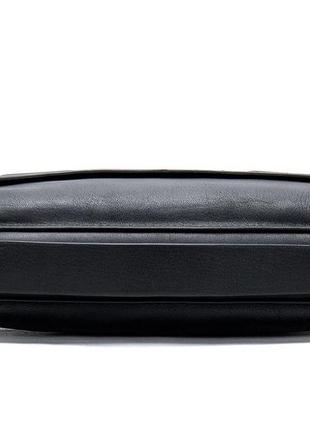 Мужской респектабельный клатч компактная барсетка натуральная кожа черный4 фото