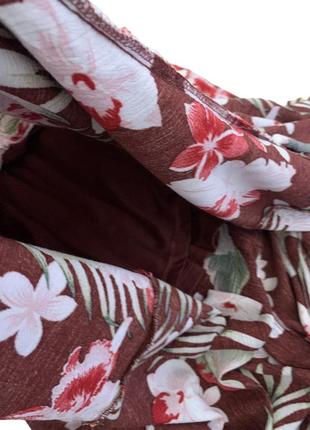 Платье летнее цветочное, бордовое, пляжное, на бретелях, асимметрия4 фото